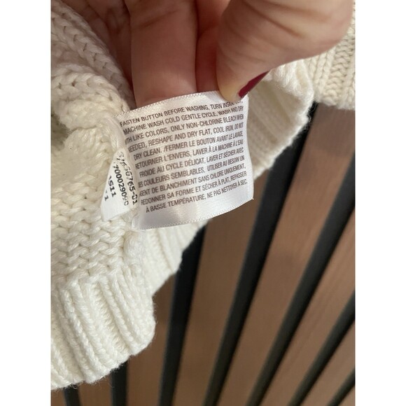 Hoodie Sweater Ecru Fisherman Cable Knit Toggle Hood Cardigan Cotton 18-24 Month - Picture 8 of 8